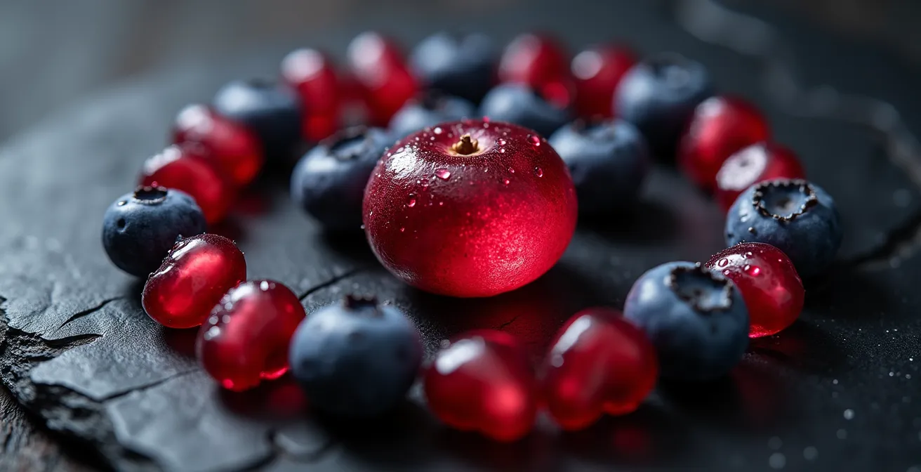 Vue microscopique artistique de cellules avec effet de régénération visible