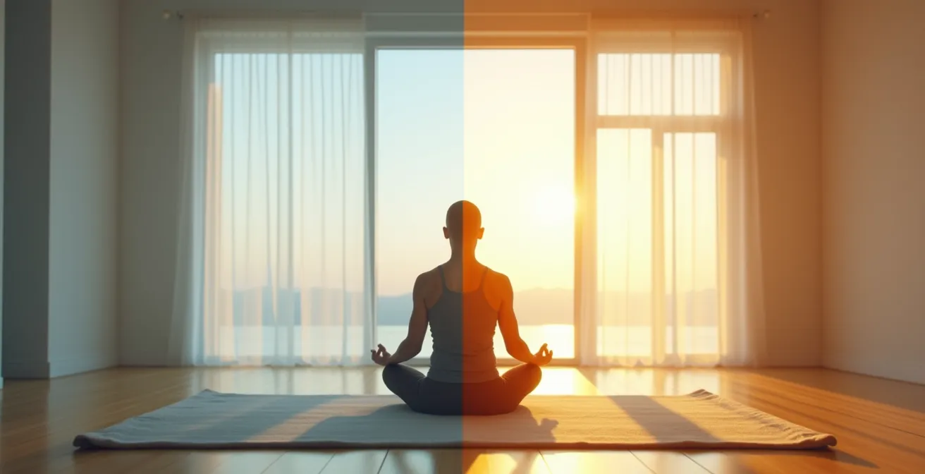Personne méditant à différents moments de la journée selon son chronotype