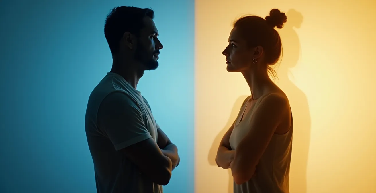 Comparaison visuelle entre posture fermée de résistance et posture ouverte d'accueil