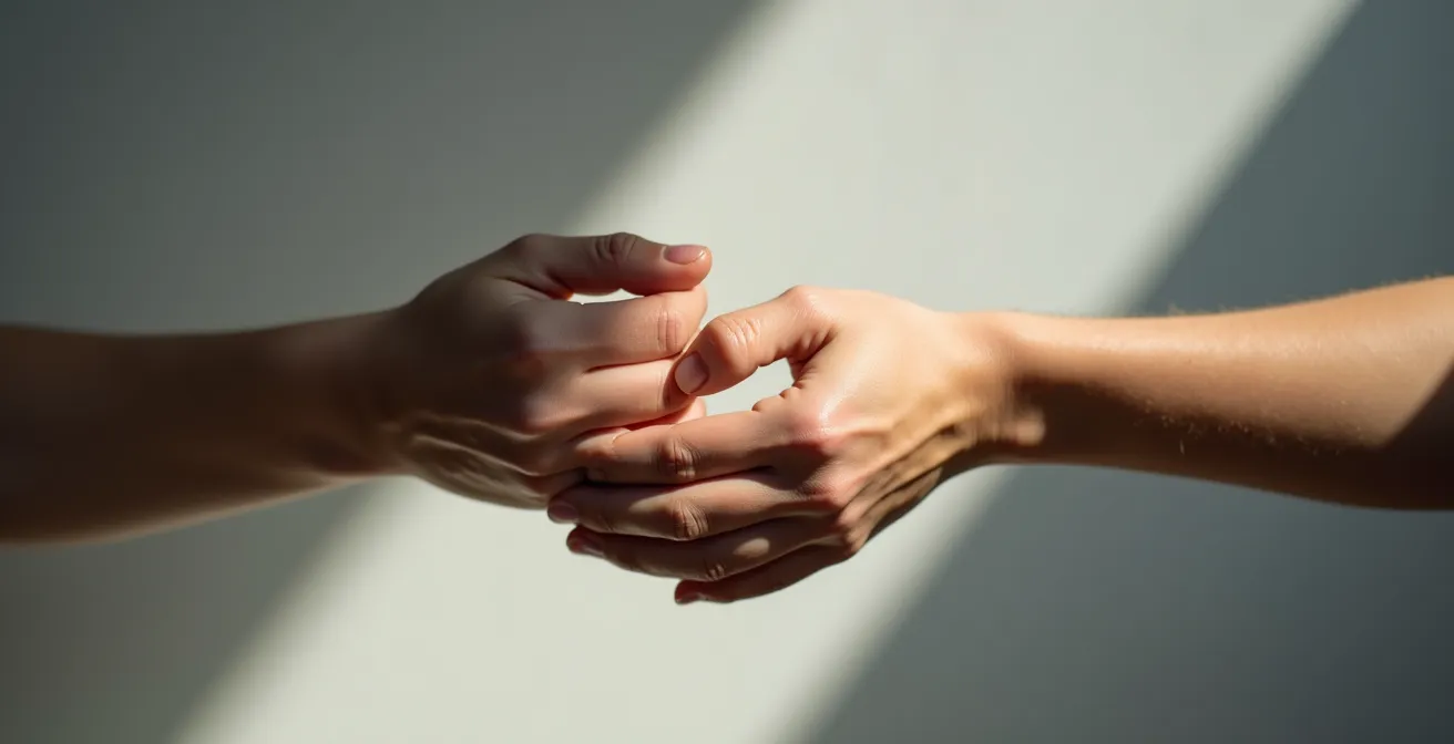 Démonstration d'un test de résistance musculaire kinésiologique illustrant le principe du pendule corporel.